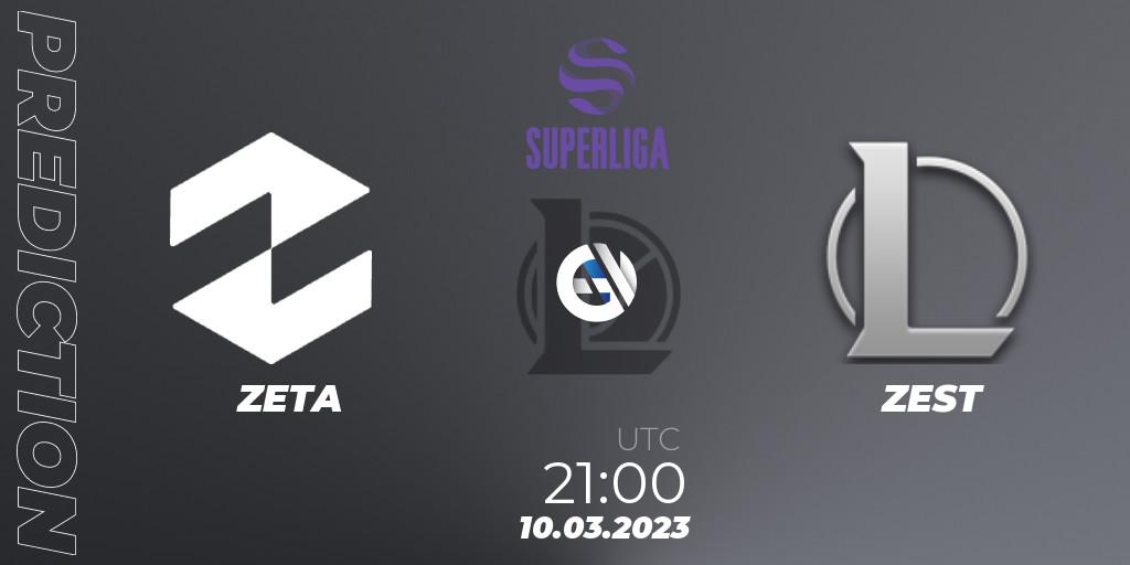 Pronóstico ZETA - ZEST. 10.03.2023 at 21:00, LoL, LVP Superliga 2nd Division Spring 2023 - Group Stage