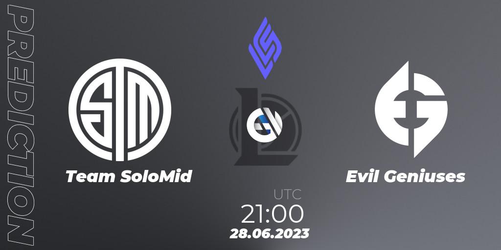 Pronóstico Team SoloMid - Evil Geniuses. 28.06.2023 at 21:00, LoL, LCS Summer 2023 - Group Stage