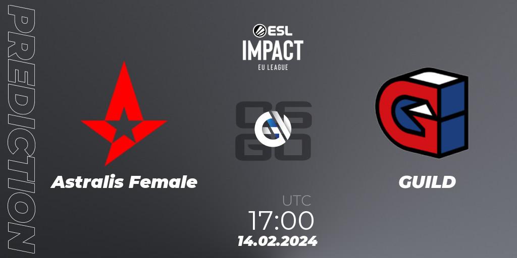 Pronóstico Astralis Female - GUILD. 14.02.2024 at 17:00, Counter-Strike (CS2), ESL Impact League Season 5: European Division - Open Qualifier #1