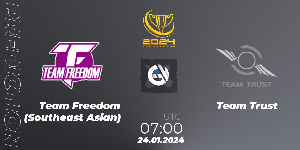 Pronóstico Team Freedom (Southeast Asian) - Team Trust. 24.01.2024 at 07:02, Dota 2, New Year Cup 2024