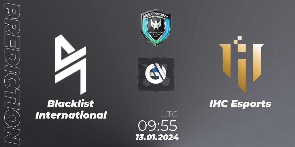 Pronóstico Blacklist International - IHC Esports. 13.01.2024 at 11:31, Dota 2, Asia Pacific Predator League 2024