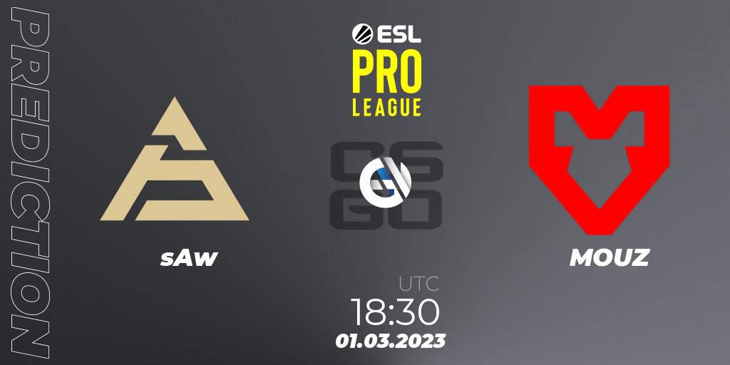 Pronóstico sAw - MOUZ. 01.03.2023 at 18:30, Counter-Strike (CS2), ESL Pro League Season 17
