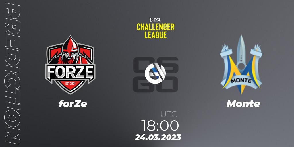Pronóstico forZe - Monte. 24.03.23, CS2 (CS:GO), ESL Challenger League Season 44: Europe