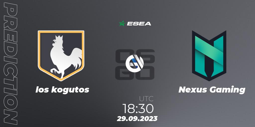Pronóstico los kogutos - Nexus Gaming. 29.09.23, CS2 (CS:GO), ESEA Advanced Season 46 Europe