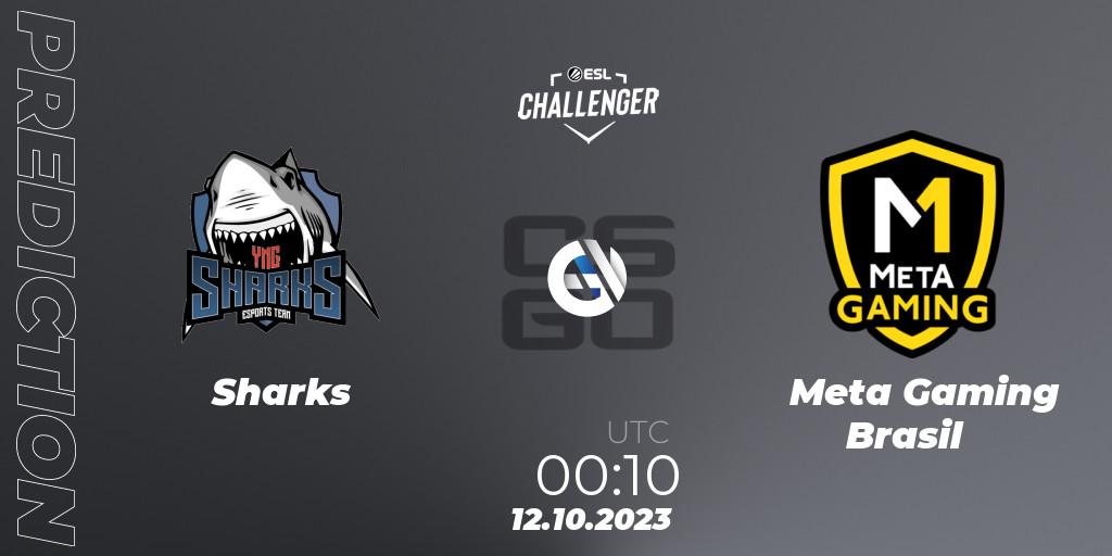 Pronóstico Sharks - Meta Gaming Brasil. 12.10.2023 at 00:10, Counter-Strike (CS2), ESL Challenger at DreamHack Winter 2023: South American Open Qualifier