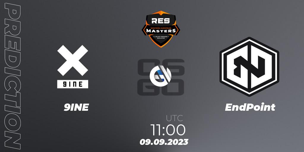 Pronóstico 9INE - EndPoint. 09.09.2023 at 11:35, Counter-Strike (CS2), RES Western European Masters: Fall 2023