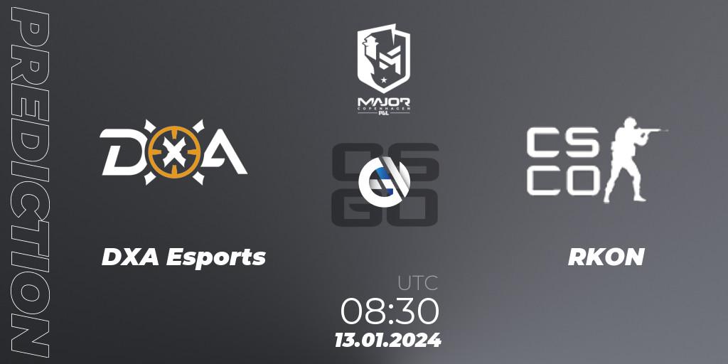 Pronóstico DXA Esports - RKON. 13.01.2024 at 08:30, Counter-Strike (CS2), PGL CS2 Major Copenhagen 2024 Oceania RMR Open Qualifier