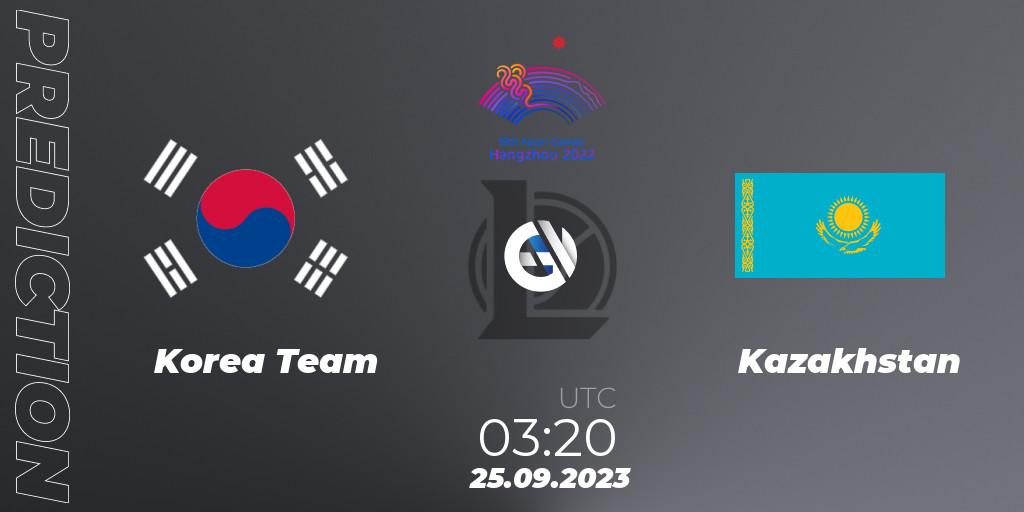 Pronóstico Korea Team - Kazakhstan. 25.09.2023 at 03:20, LoL, 2022 Asian Games