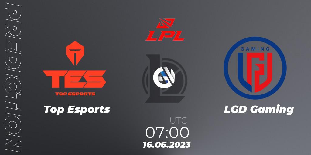 Pronóstico Top Esports - LGD Gaming. 16.06.23, LoL, LPL Summer 2023 Regular Season