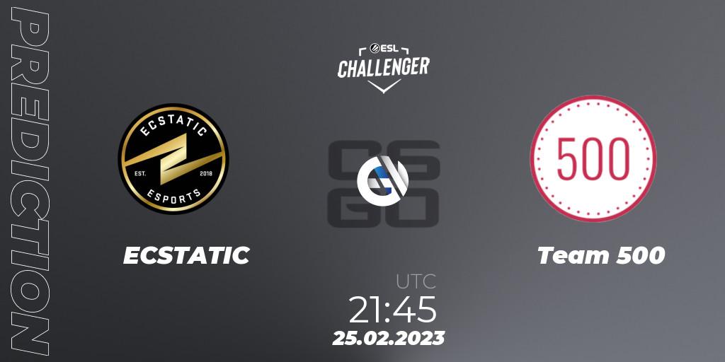 Pronóstico ECSTATIC - Team 500. 25.02.2023 at 21:45, Counter-Strike (CS2), ESL Challenger Melbourne 2023 Europe Open Qualifier