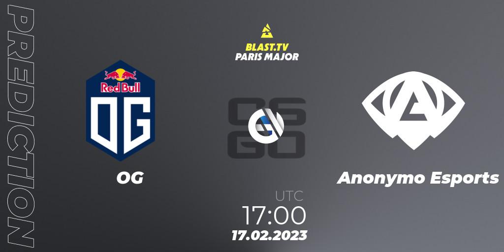 Pronóstico OG - Anonymo Esports. 17.02.2023 at 17:00, Counter-Strike (CS2), BLAST.tv Paris Major 2023 Europe RMR Closed Qualifier B