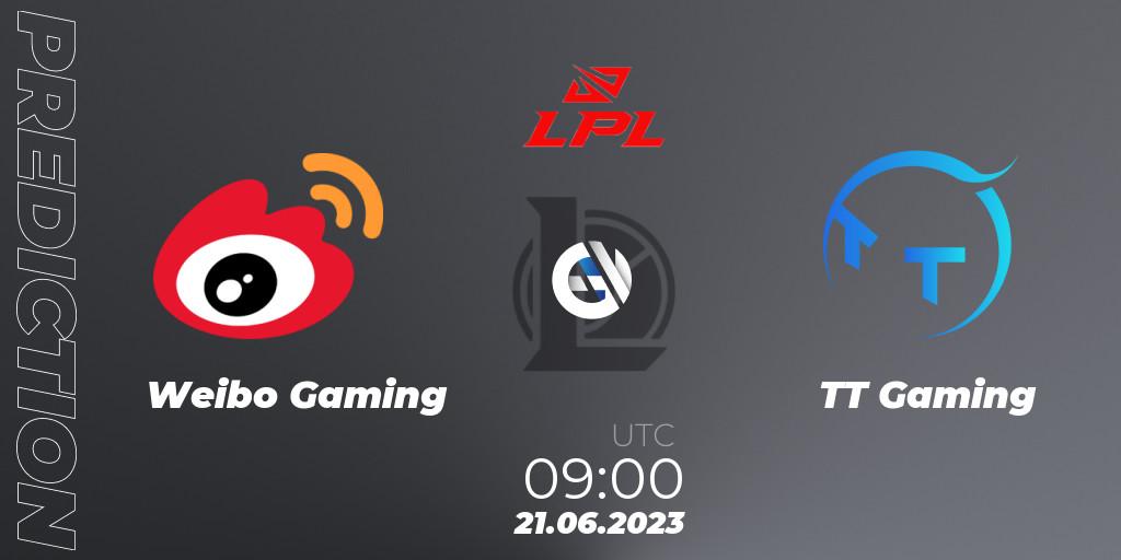 Pronóstico Weibo Gaming - TT Gaming. 21.06.23, LoL, LPL Summer 2023 Regular Season