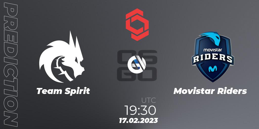Pronóstico Team Spirit - Movistar Riders. 17.02.2023 at 20:10, Counter-Strike (CS2), CCT Central Europe Series Finals #1