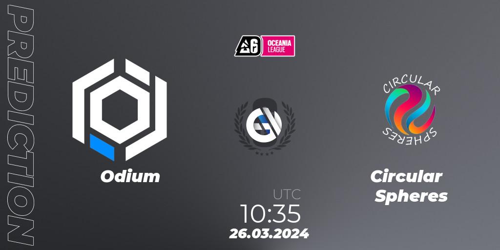 Pronóstico Odium - Circular Spheres. 26.03.2024 at 09:35, Rainbow Six, Oceania League 2024 - Stage 1