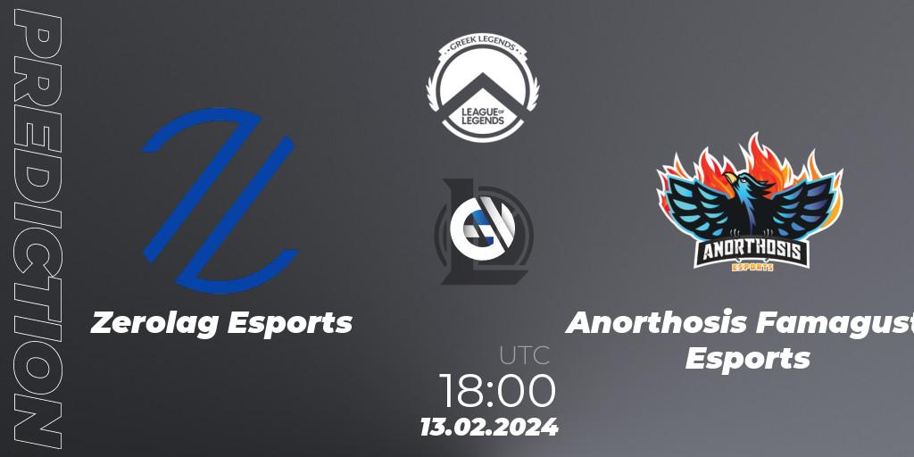 Pronóstico Zerolag Esports - Anorthosis Famagusta Esports. 13.02.2024 at 18:00, LoL, GLL Spring 2024