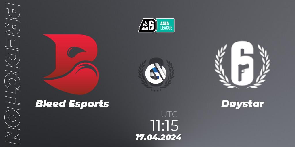 Pronóstico Bleed Esports - Daystar. 17.04.2024 at 11:15, Rainbow Six, Asia League 2024 - Stage 1