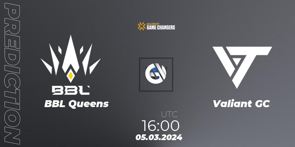 Pronóstico BBL Queens - Valiant GC. 05.03.2024 at 16:00, VALORANT, VCT 2024: Game Changers EMEA Stage 1