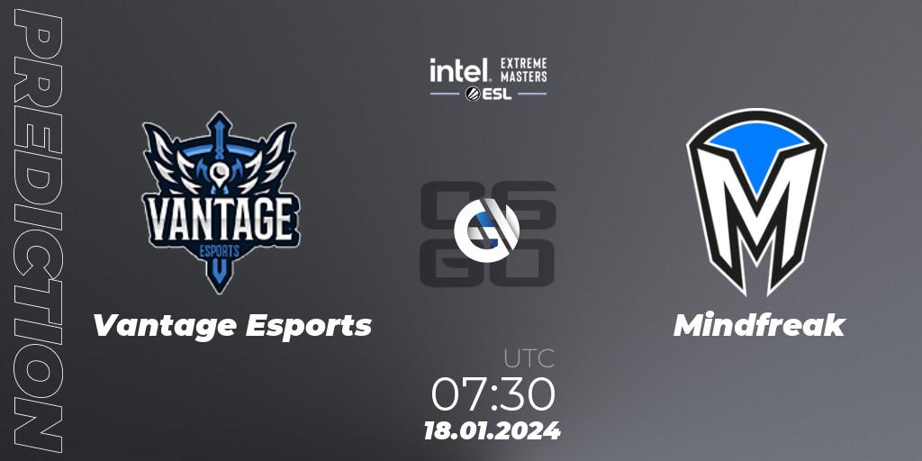 Pronóstico Vantage Esports - Mindfreak. 18.01.2024 at 07:00, Counter-Strike (CS2), Intel Extreme Masters China 2024: Oceanic Open Qualifier #2