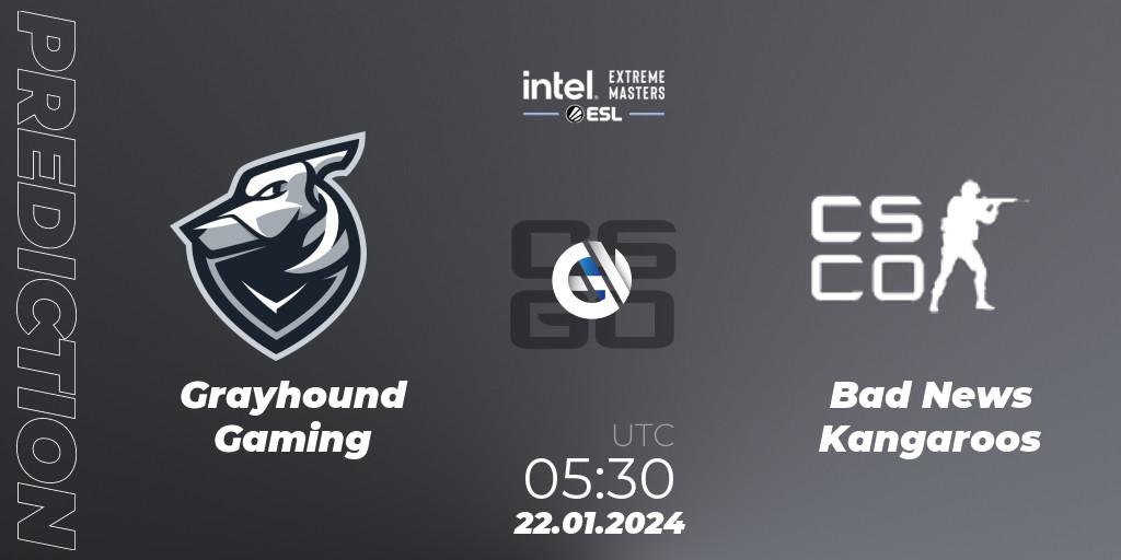 Pronóstico Grayhound Gaming - Bad News KangaroosN. 22.01.2024 at 05:30, Counter-Strike (CS2), Intel Extreme Masters China 2024: Oceanic Closed Qualifier