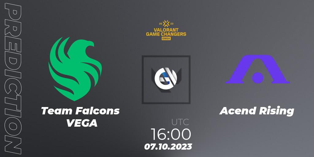 Pronóstico Team Falcons VEGA - Acend Rising. 07.10.2023 at 16:00, VALORANT, VCT 2023: Game Changers EMEA Stage 3 - Playoffs