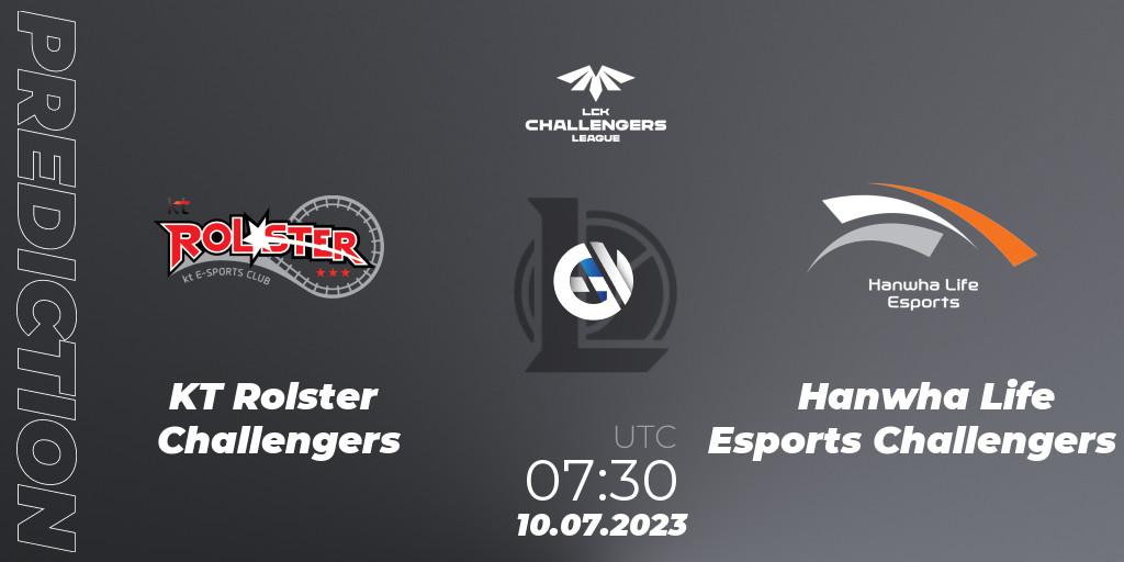 Pronóstico KT Rolster Challengers - Hanwha Life Esports Challengers. 10.07.2023 at 08:20, LoL, LCK Challengers League 2023 Summer - Group Stage