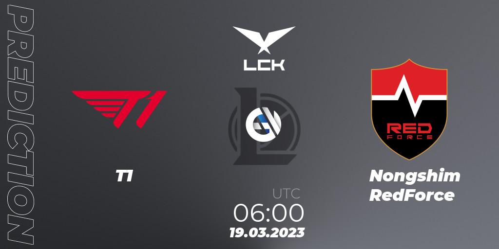 Pronóstico T1 - Nongshim RedForce. 19.03.2023 at 06:00, LoL, LCK Spring 2023 - Group Stage