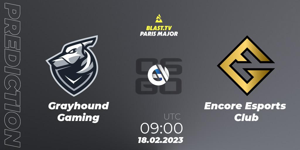 Pronóstico Grayhound Gaming - Encore Esports Club. 18.02.2023 at 09:00, Counter-Strike (CS2), BLAST.tv Paris Major 2023 Oceania RMR Closed Qualifier