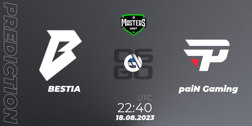 Pronóstico BESTIA - paiN Gaming. 18.08.2023 at 22:45, Counter-Strike (CS2), CBCS 2023 Masters