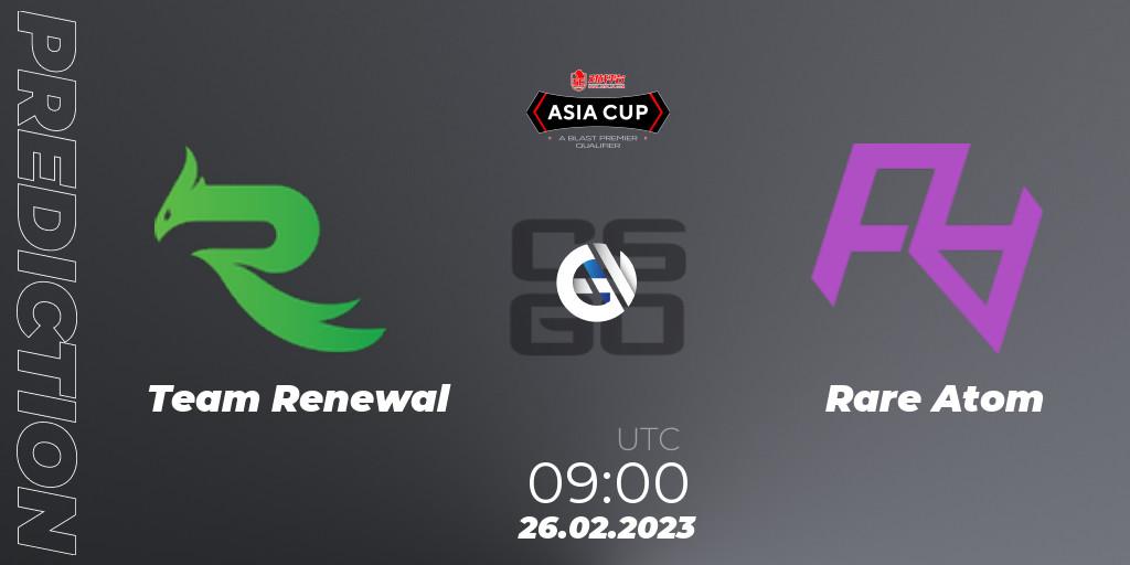 Pronóstico Team Renewal - Rare Atom. 26.02.2023 at 08:45, Counter-Strike (CS2), 5E Arena Asia Cup Spring 2023 - BLAST Premier Qualifier