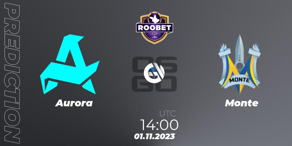 Pronóstico Aurora - Monte. 01.11.2023 at 14:00, Counter-Strike (CS2), Roobet Cup 2023