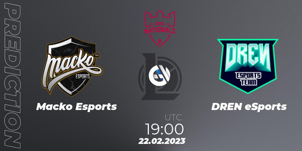 Pronóstico Macko Esports - DREN eSports. 22.02.2023 at 19:00, LoL, PG Nationals Spring 2023 - Group Stage