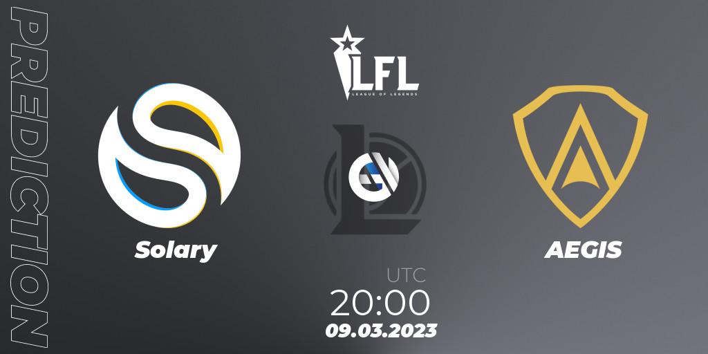 Pronóstico Solary - AEGIS. 09.03.2023 at 20:00, LoL, LFL Spring 2023 - Group Stage