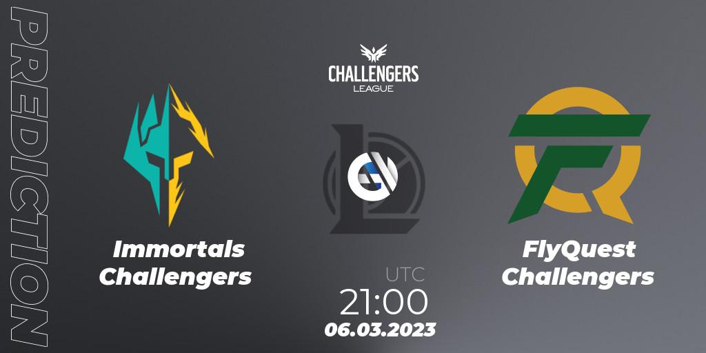 Pronóstico Immortals Challengers - FlyQuest Challengers. 06.03.23, LoL, NACL 2023 Spring - Group Stage