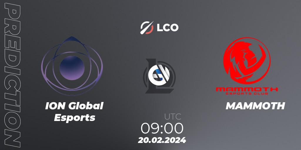Pronóstico ION Global Esports - MAMMOTH. 20.02.2024 at 09:00, LoL, LCO Split 1 2024 - Group Stage