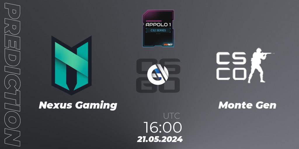 Pronóstico Nexus Gaming - Monte Gen. 21.05.2024 at 16:00, Counter-Strike (CS2), Appolo1 Series: Phase 2