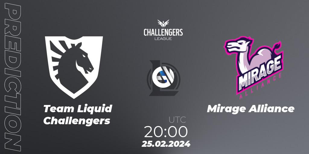 Pronóstico Team Liquid Challengers - Mirage Alliance. 25.02.24, LoL, NACL 2024 Spring - Group Stage