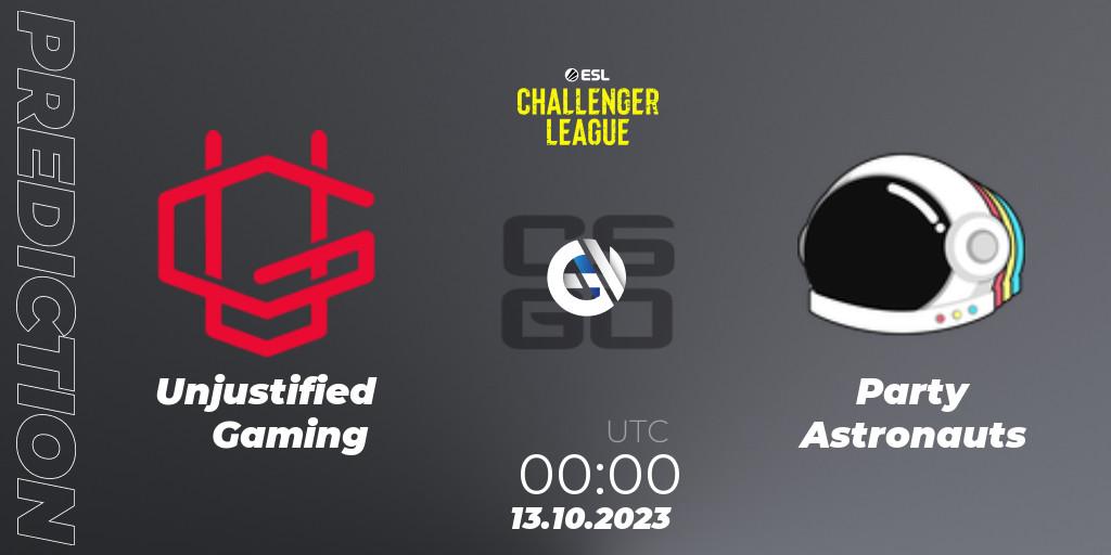 Pronóstico Unjustified Gaming - Party Astronauts. 13.10.2023 at 00:00, Counter-Strike (CS2), ESL Challenger League Season 46: North America