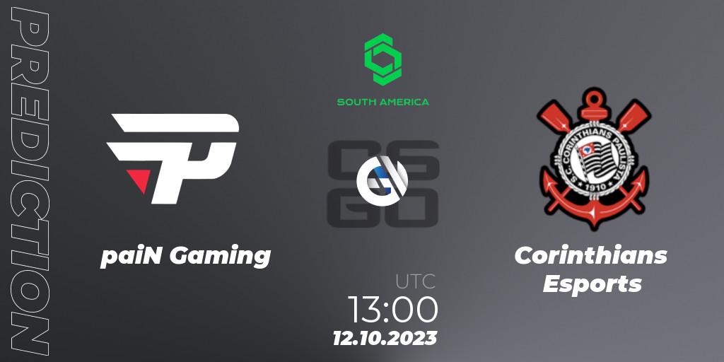 Pronóstico paiN Gaming - Corinthians Esports. 12.10.2023 at 13:00, Counter-Strike (CS2), CCT South America Series #12