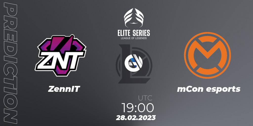 Pronóstico ZennIT - mCon esports. 28.02.2023 at 19:00, LoL, Elite Series Spring 2023 - Group Stage