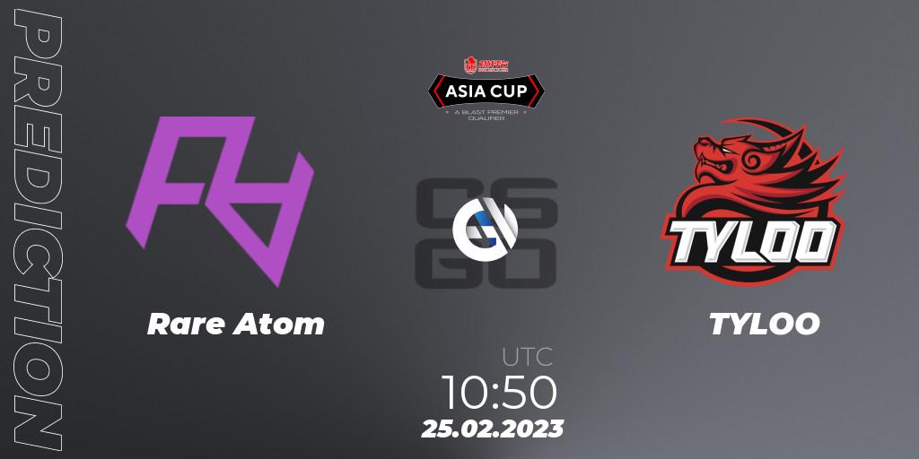Pronóstico Rare Atom - TYLOO. 25.02.2023 at 10:50, Counter-Strike (CS2), 5E Arena Asia Cup Spring 2023 - BLAST Premier Qualifier