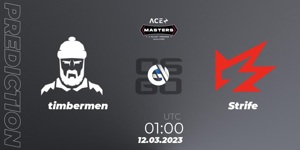 Pronóstico timbermen - Strife. 12.03.2023 at 01:00, Counter-Strike (CS2), Ace North American Masters Spring 2023 - BLAST Premier Qualifier