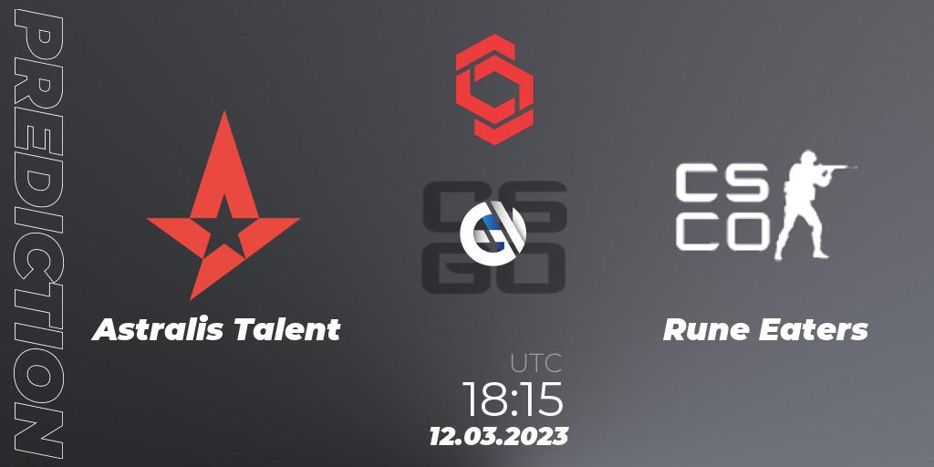Pronóstico Astralis Talent - Rune Eaters. 12.03.2023 at 18:15, Counter-Strike (CS2), CCT Central Europe Series 5 Closed Qualifier