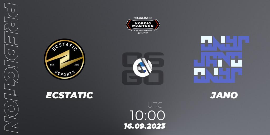Pronóstico ECSTATIC - JANO. 16.09.2023 at 10:00, Counter-Strike (CS2), Pelaajat.com Nordic Masters Fall 2023