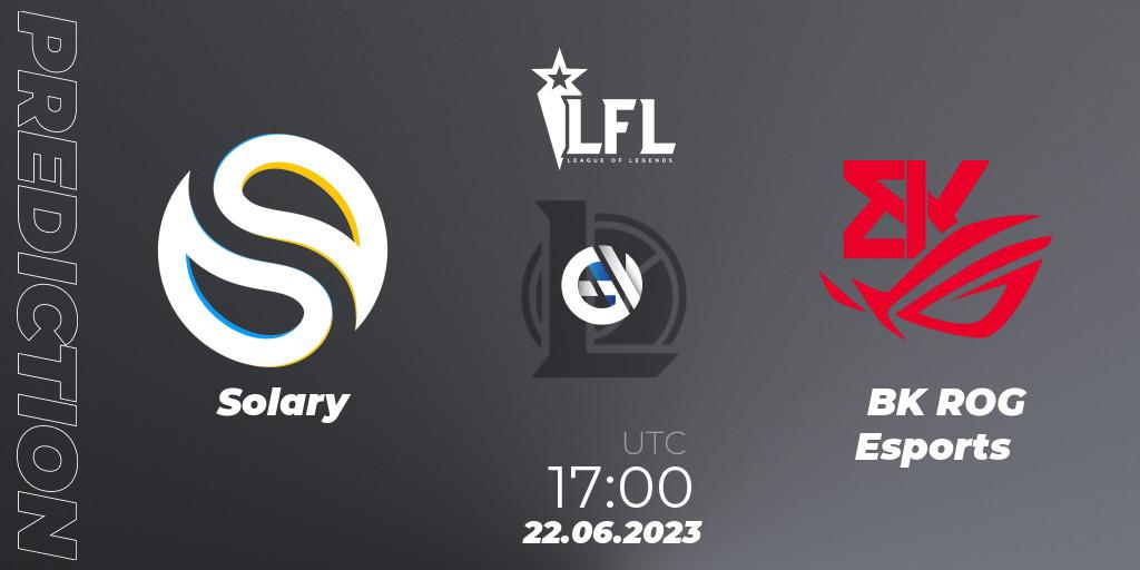 Pronóstico Solary - BK ROG Esports. 22.06.2023 at 17:00, LoL, LFL Summer 2023 - Group Stage