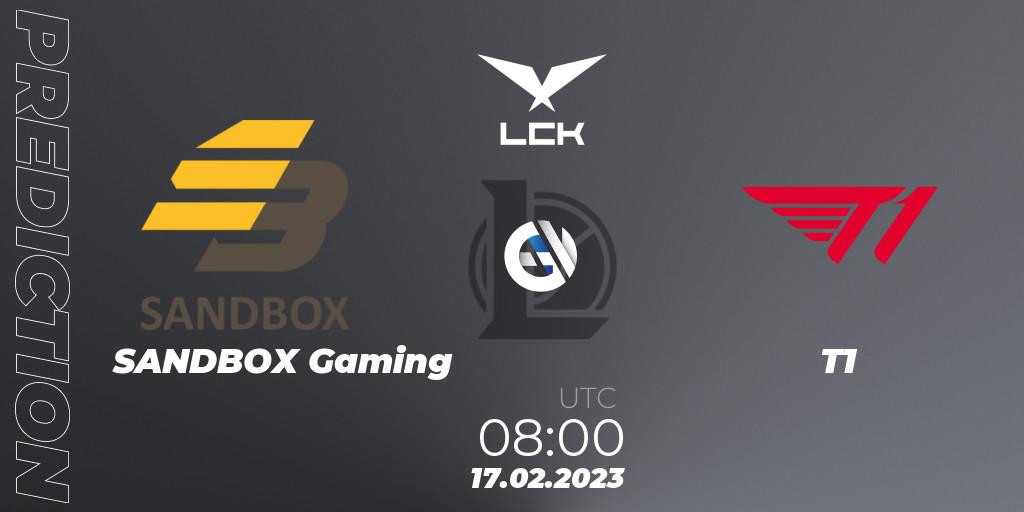 Pronóstico SANDBOX Gaming - T1. 17.02.23, LoL, LCK Spring 2023 - Group Stage