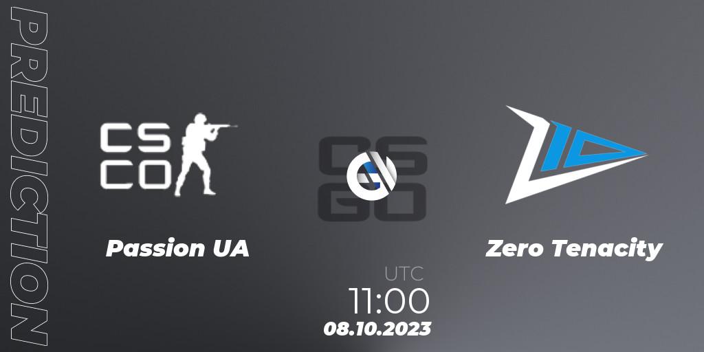 Pronóstico Passion UA - Zero Tenacity. 08.10.2023 at 11:00, Counter-Strike (CS2), A1 Gaming League Season 7