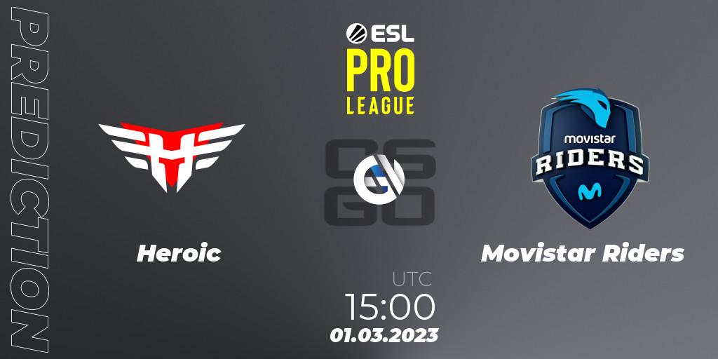 Pronóstico Heroic - Movistar Riders. 01.03.2023 at 15:00, Counter-Strike (CS2), ESL Pro League Season 17