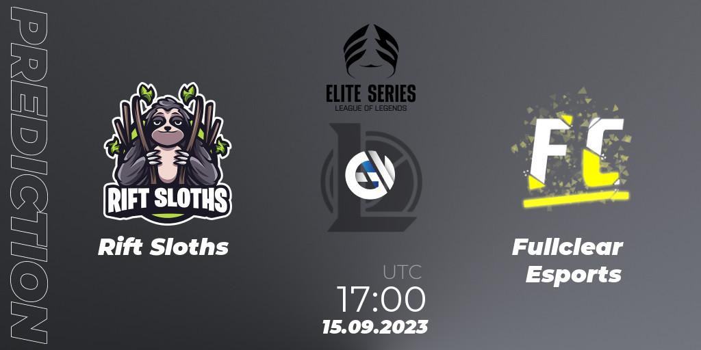 Pronóstico Rift Sloths - Fullclear Esports. 15.09.2023 at 17:00, LoL, Elite Series Relegation 2023