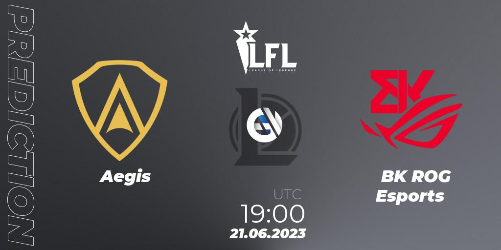 Pronóstico Aegis - BK ROG Esports. 21.06.2023 at 19:00, LoL, LFL Summer 2023 - Group Stage