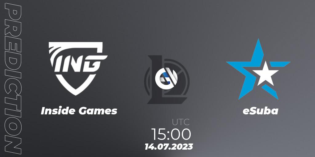Pronóstico Inside Games - eSuba. 20.06.2023 at 15:00, LoL, Hitpoint Masters Summer 2023 - Group Stage